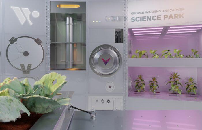 Image of a rendering inside Starlab's plant-growing facilities.